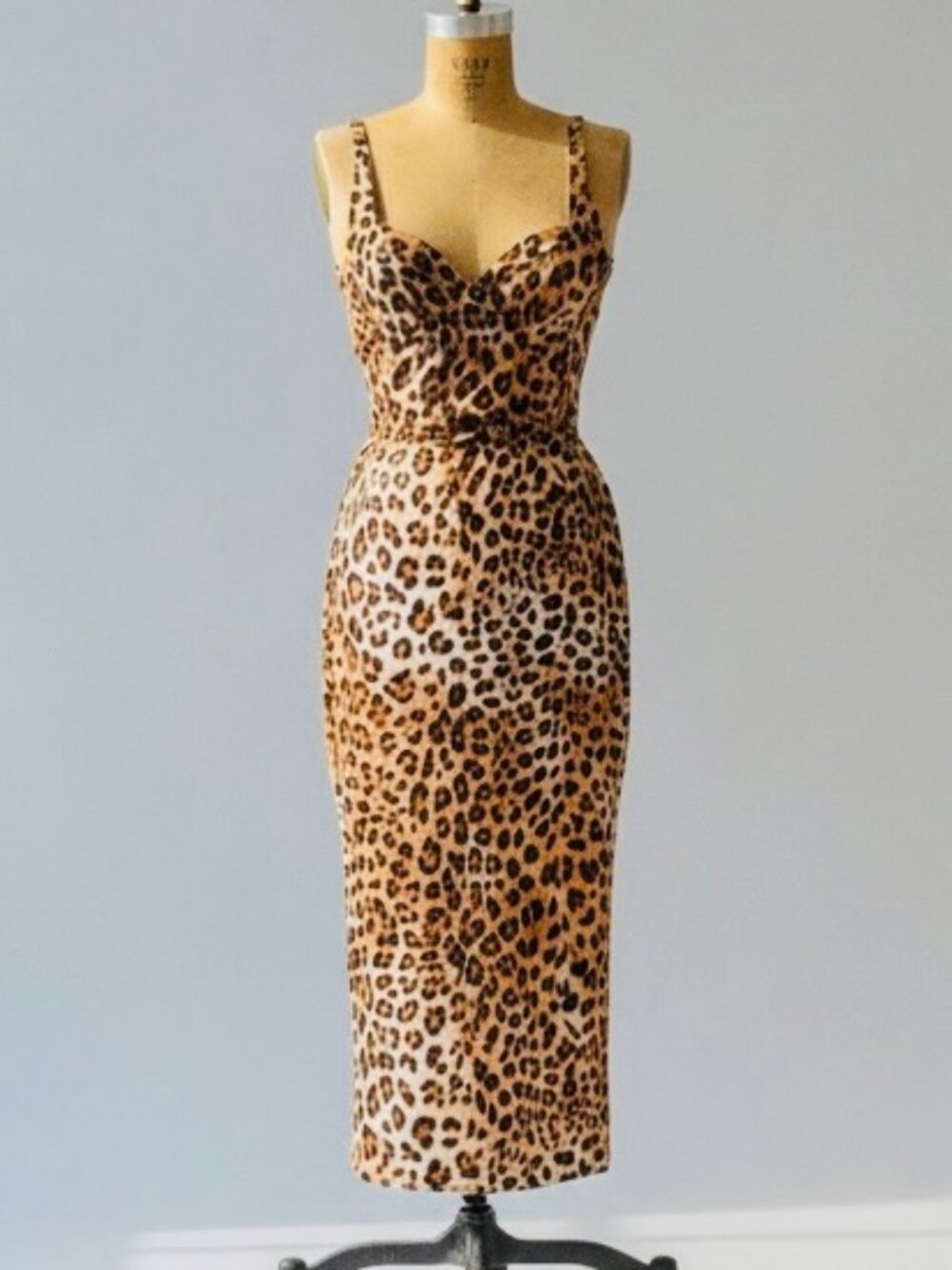 Zara Leopard Satin Midi Dress S Boned Bustier Slip Dress Sophia Loren Glam Sexy